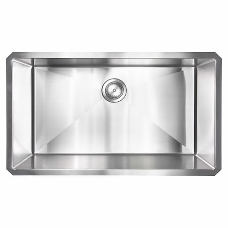 Msi Undermount Stainless Steel Handcrafted 32 In. Single Bowl Kitchen Sink With Strainer ZOR-SIN-PT-0007